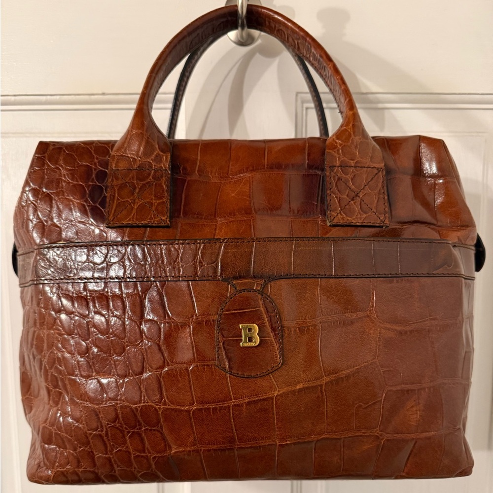 Bally Crocodile Embossed Leather Bag